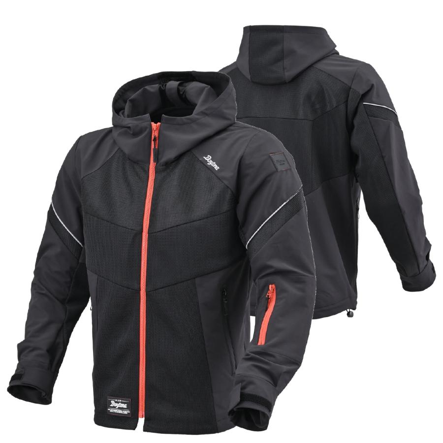 Daytona (デイトナ) DJ-010 ハーフメッシュパーカー ブラック/レッド/XL 46840