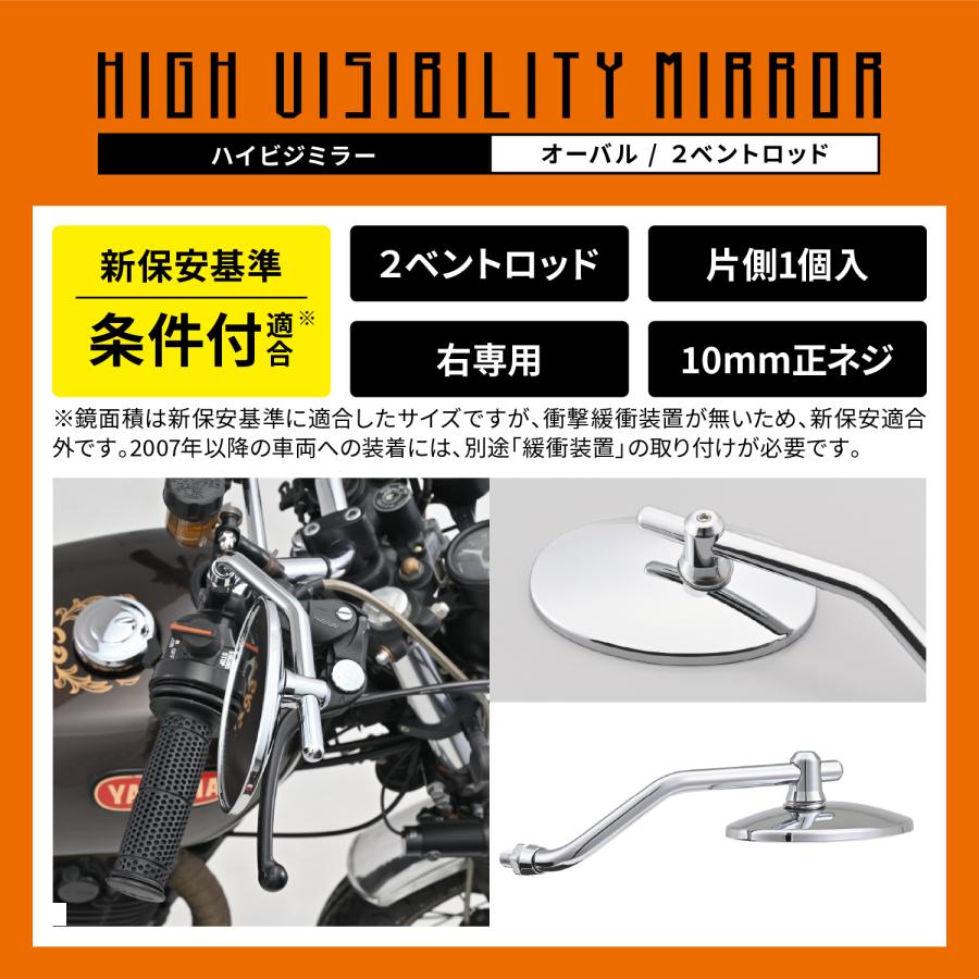 Daytona (デイトナ) オーバルローミラー2ベントクロームM10R 60647