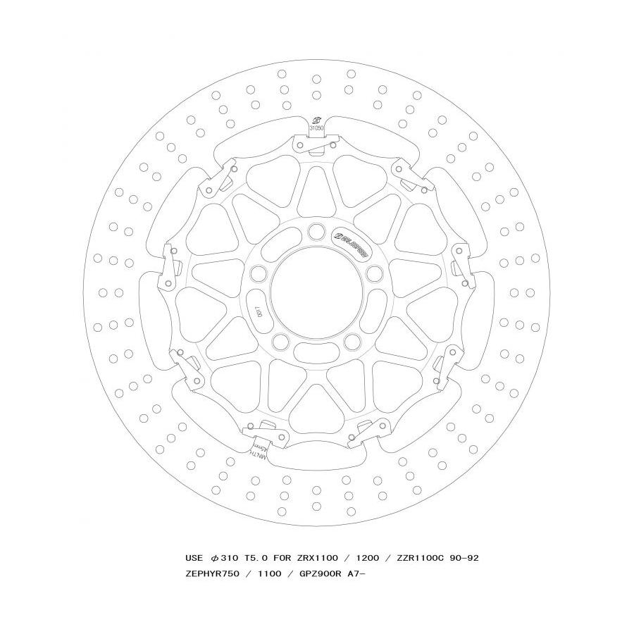 メーカー名：ゲイルスピードメーカー品番：GSBDF0017L車種：ZRX1200R 01-08/ZRX1100 97-00/ZEPHYR1100 92-06/ZRX1200S 01-08販売備考：鍛造ホイールやマスターシリンダー製造で培った技術を反映した、“究極のスポーツディスク”。求めたのは、「バランス」。適合情報：カワサキ[KAWASAKI] ZRX1100 97-00カワサキ[KAWASAKI] ZRX1200R 01-08カワサキ[KAWASAKI] ZEPHYR1100 [ゼファー1100]適応車両 ： ZRX1200 01-08/ZRX1100/ゼファー1100 商品説明・取扱注意事項 ： ●ディスク径 φ310●厚み 5.0mm 商品概要等 ： それぞれのオートバイに最適な設計を追求した、車種専用設計のスポーツディスク。これまでの鍛造ホイールやマスターシリンダー製造で培った技術を反映した、究極のスポーツディスク。求めたのは、「バランス」。