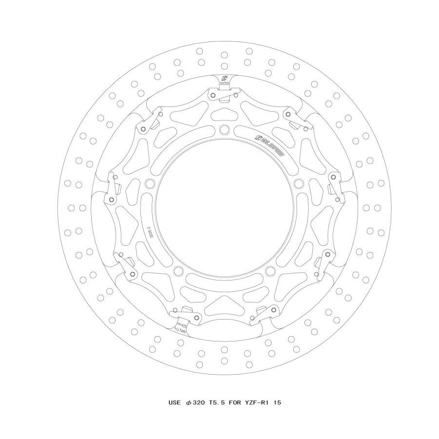 ゲイルスピード クロスロックディスクローターF＆phi;320 R T=5.5 F)YZF-R1(ABS) 15-22/YZF-R6(ABS) 17-20 GSBDF0026R