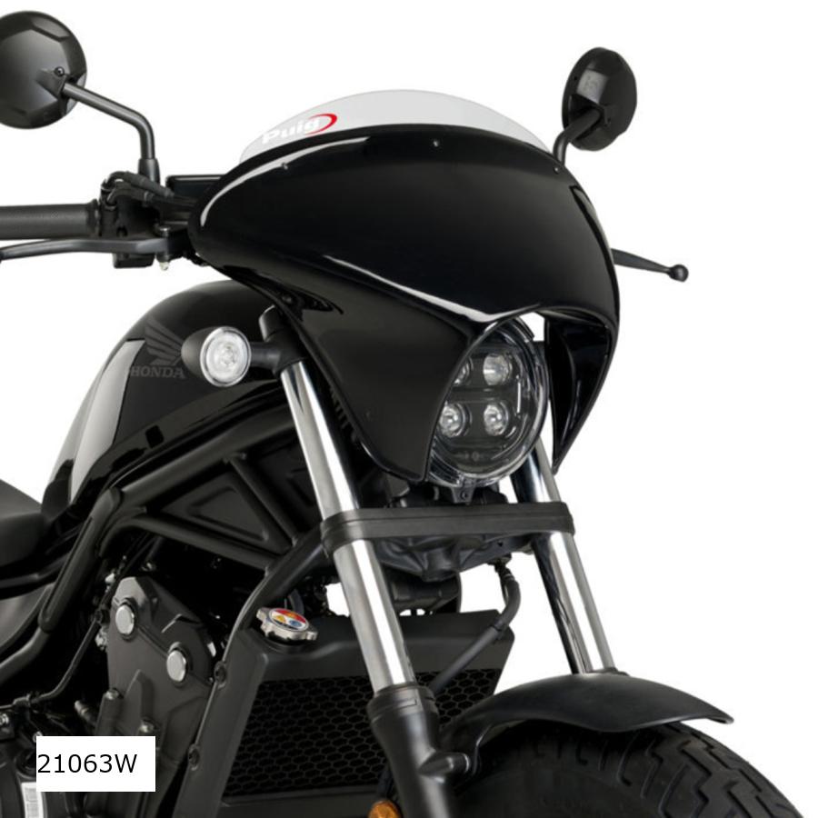 メーカー名：プーチメーカー品番：21063WABS製アッパーカウルにアクリル製スクリーンをマウントしたウインドシールドです。車両ごとに専用設計された付属のステーでメーターステーとヘッドライトの4か所で強固にマウントし高い防風効果を発揮いたします。車種専用設計ならではのフィッテイングが、車両との一体感を演出いたします。販売備考：【全長縦&times;横： 約365 X 480 mm 　スクリーン部 長さ　約90mm】 ＊取り寄せ品の為、キャンセル不可です。適合情報：ホンダ[HONDA] REBEL250 [2BK-MC49] 20-22ホンダ[HONDA] REBEL500 [2BL-PC60] 20-222023/01/12メーカーサイトより転載　（情報はメーカーにて更新されている場合があります）-