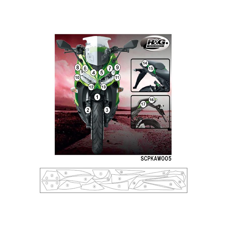 R&G (アールアンドジー) セカンドスキン(高品質ポリウレタン保護フィルム) Z1000SX Ninja1000 ニンジャ1000 RG-SCPKAW005