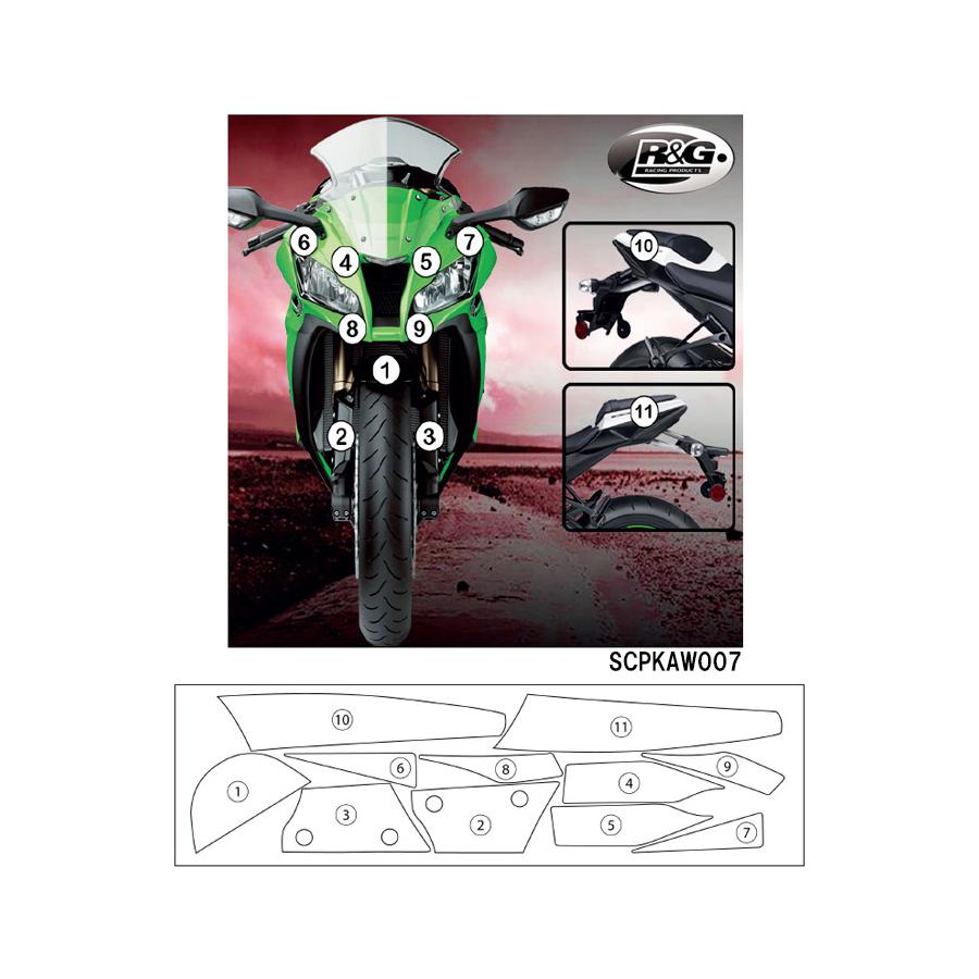 R&G (アールアンドジー) セカンドスキン(高品質ポリウレタン保護フィルム) ZX-10R RG-SCPKAW007