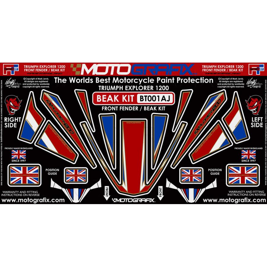 モトグラフィックス ボディパッド ゴールド/UNIONJACK Tiger1200 MT-BT001AJ