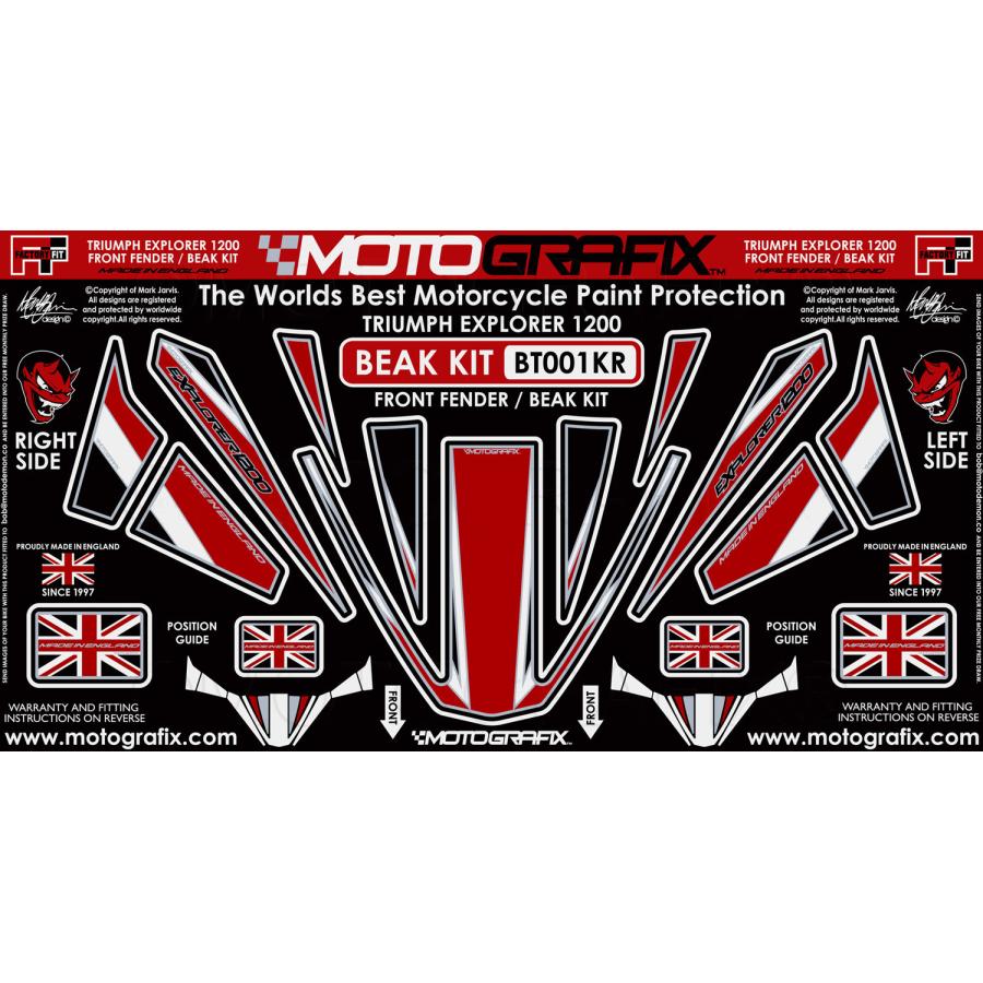 モトグラフィックス ボディパッド ブラック/レッド Tiger1200 MT-BT001KR