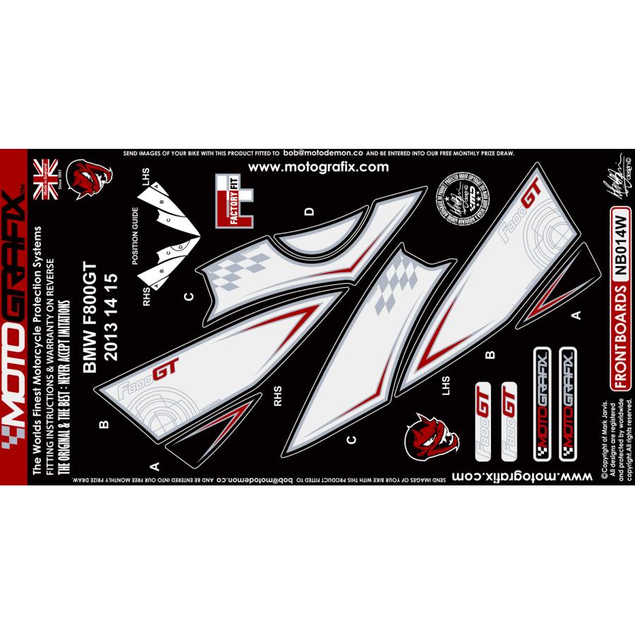 モトグラフィックス ボディパッド FRONT ホワイト F800GT MT-NB014W