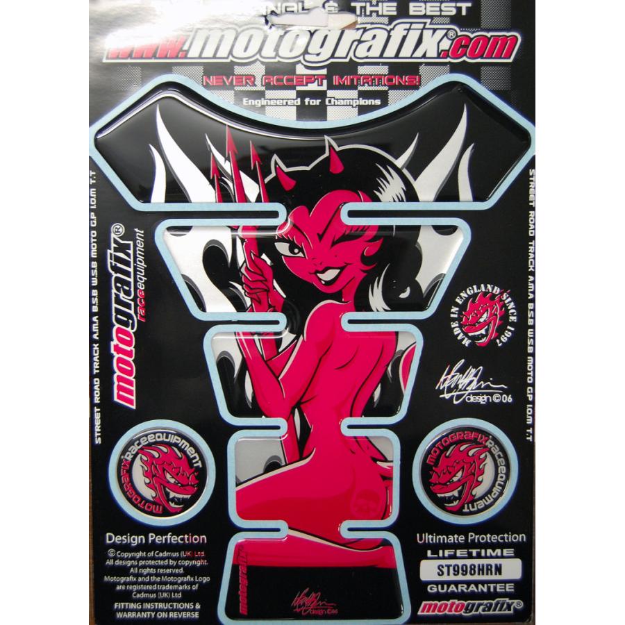 モトグラフィックス タンクパッド ブラック/ホワイト、グレー、PINK She Devil Horny Demon Lucifer MT..
