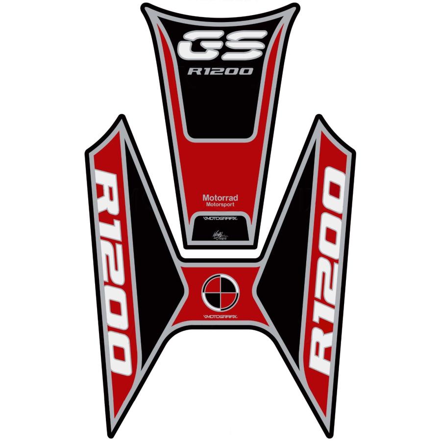 モトグラフィックス タンクパッド ホワイト/ブラック/レッド R1200GS LC MT-TB035WKR