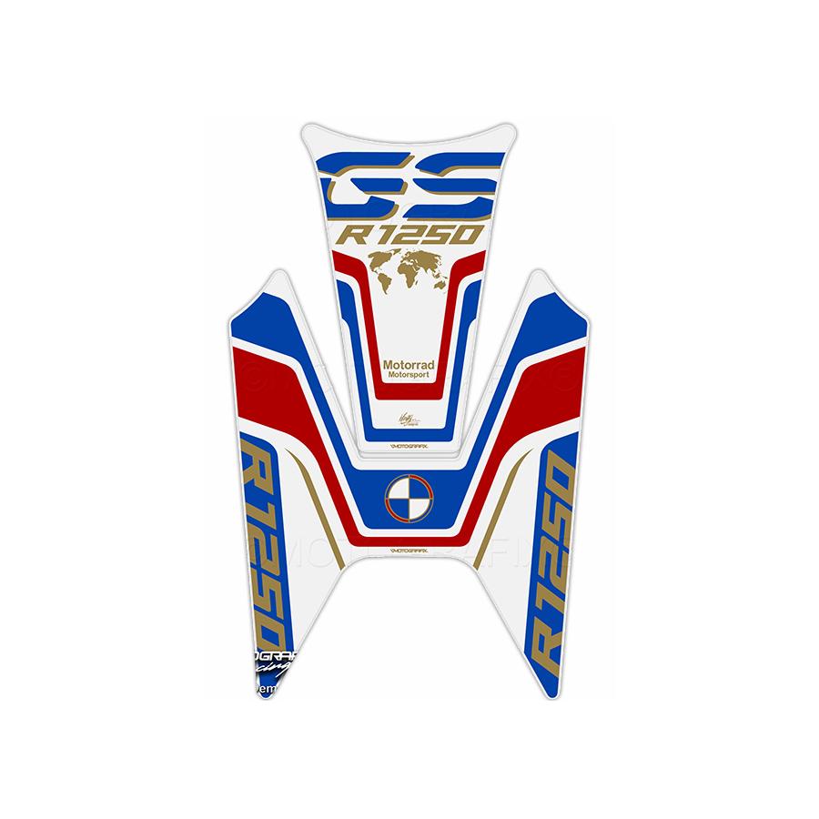 モトグラフィックス タンクパッド ホワイト/レッド/ブルー/ゴールド R1250GS MT-TB037WRBA