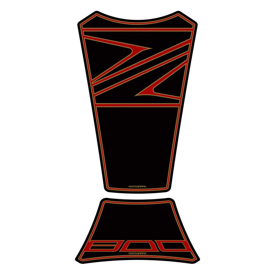 モトグラフィックス タンクパッド ブラック/レッド/ゴールド Z800 MT-TK019KRA