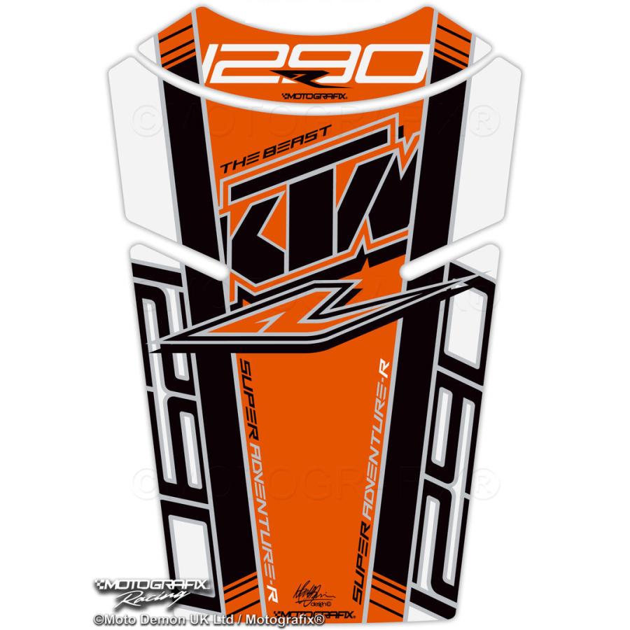 モトグラフィックス タンクパッド ホワイト/ブラック/オレンジ 1290 Super Adventure R MT-TKTM08WKO