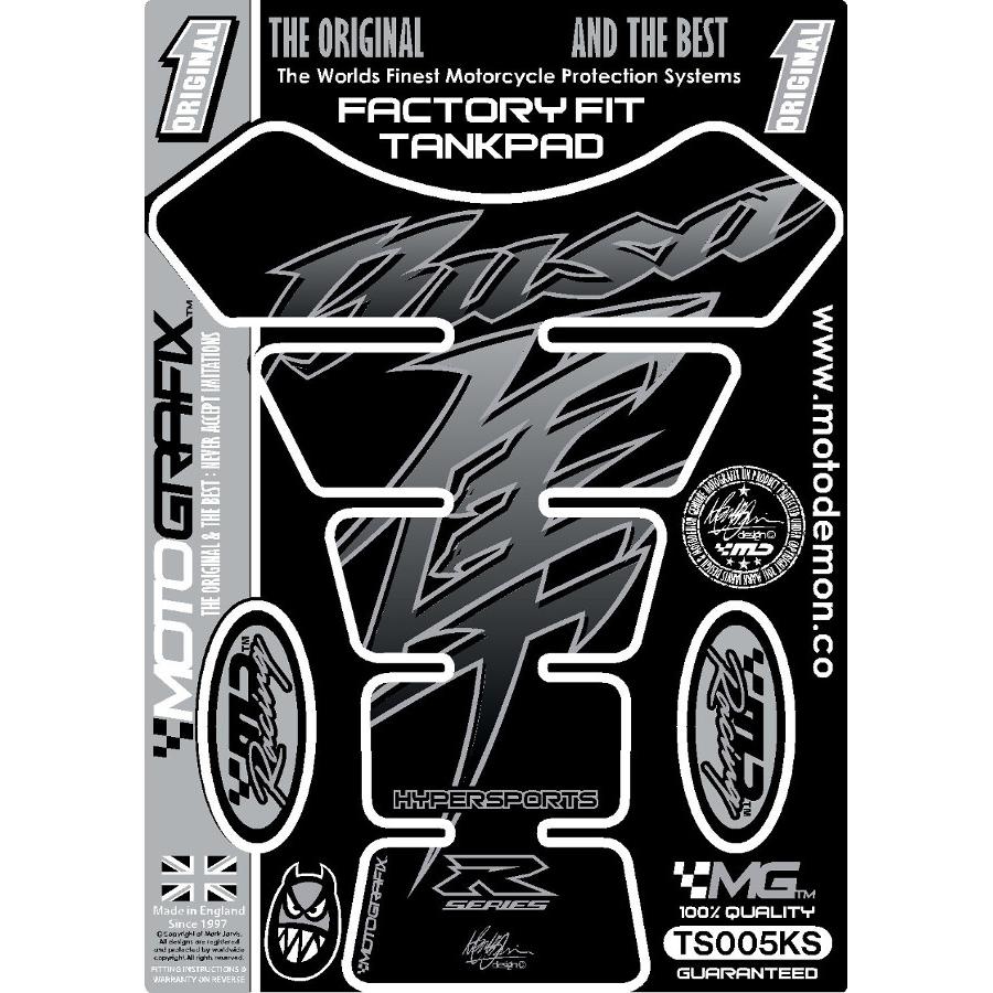 SUZUKI - モトグラフィックス タンクパッド ブラック/シルバー GSX1300R隼 MT-TS005KS