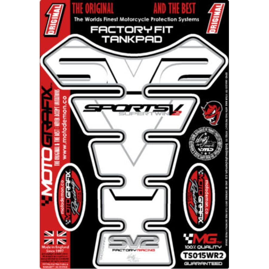 SUZUKI - モトグラフィックス タンクパッド ホワイト/ブラック SUZUKI SPINE MT-TS015WR2