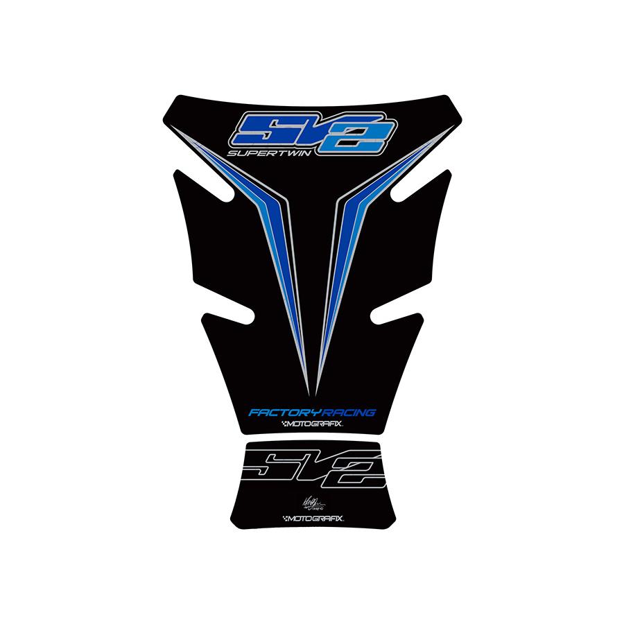 SUZUKI - モトグラフィックス タンクパッド ブラック/ブルー SV650S/1000S MT-TS028KB