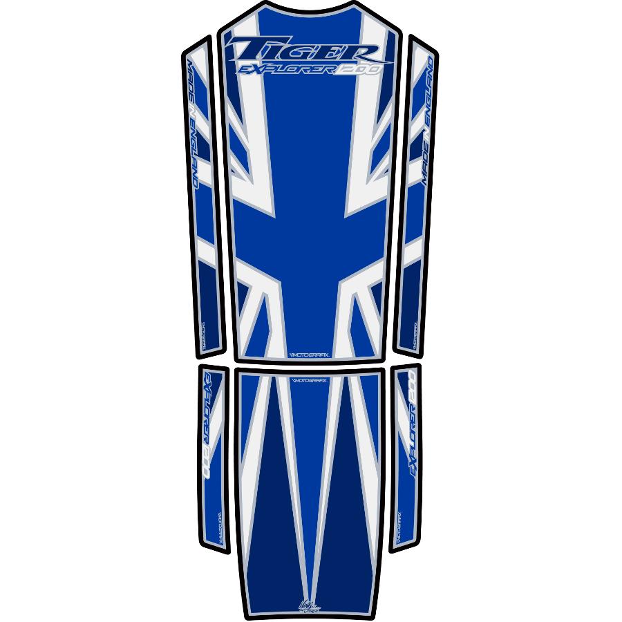 モトグラフィックス タンクパッド ブルー/ホワイト TIGER EXPLORER1200 MT-TT019B
