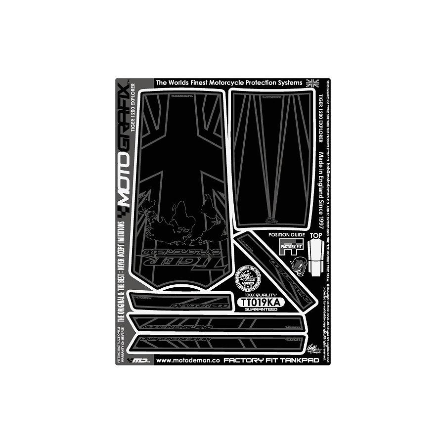 モトグラフィックス タンクパッド ブラック/シルバー TIGER EXPLORER1200 MT-TT019KA