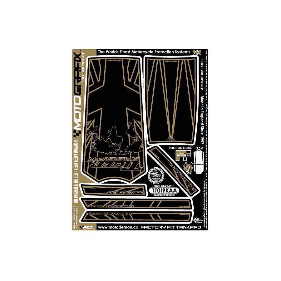 モトグラフィックス タンクパッド ブラック/ゴールド TIGER EXPLORER1200 MT-TT019KAA