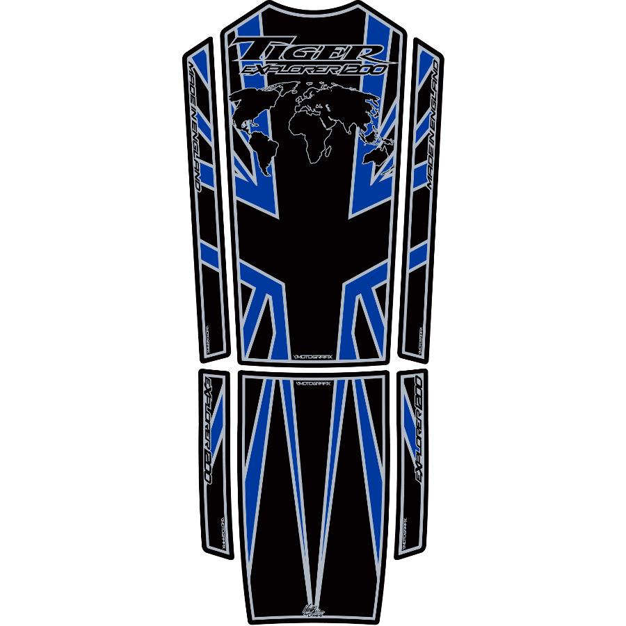 モトグラフィックス タンクパッド ブラック/ブルー TIGER EXPLORER1200 MT-TT019KBA