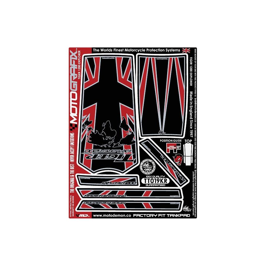 モトグラフィックス タンクパッド ブラック/レッド TIGER EXPLORER1200 MT-TT019KR