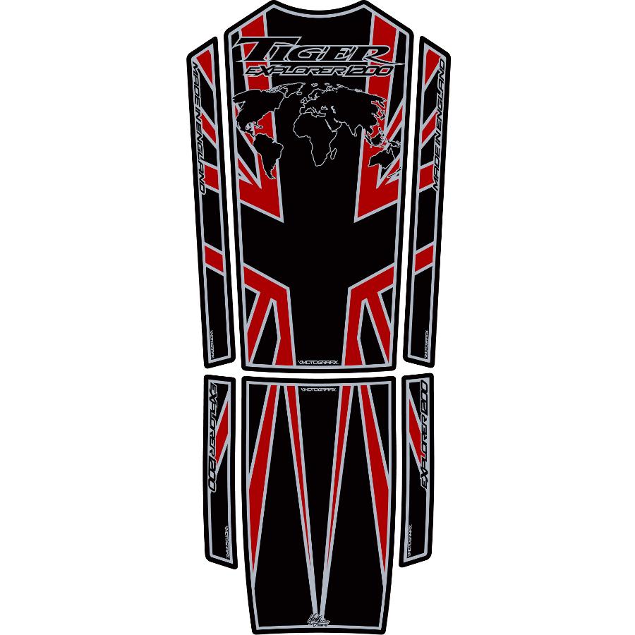 モトグラフィックス タンクパッド ブラック/レッド TIGER EXPLORER1200 MT-TT019KRA
