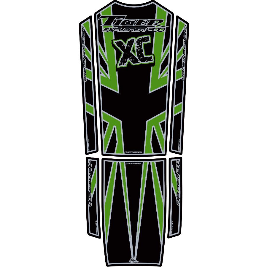 モトグラフィックス タンクパッド ブラック/グリーン TIGER EXPLORER1200 MT-TT019XC