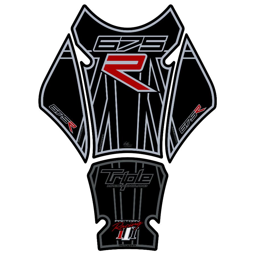 モトグラフィックス タンクパッド ブラック/ホワイト/レッド DAYTONA675R MT-TT021KK