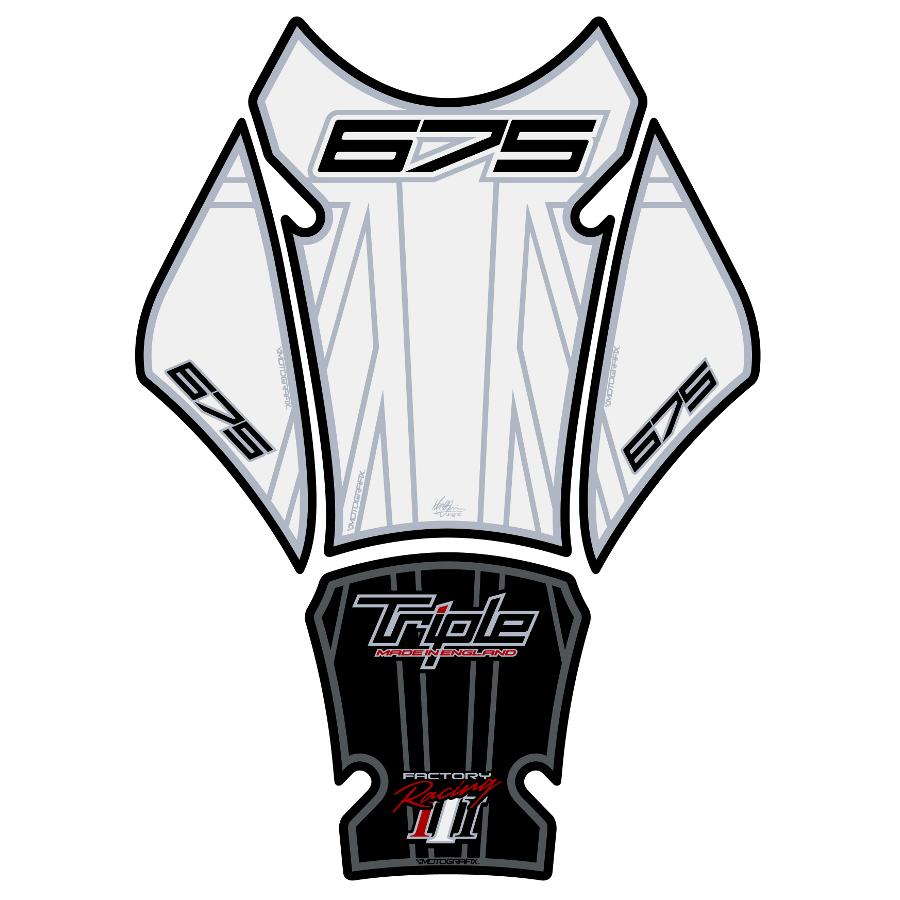 モトグラフィックス タンクパッド ホワイト/ブラック DAYTONA675 MT-TT023WJ