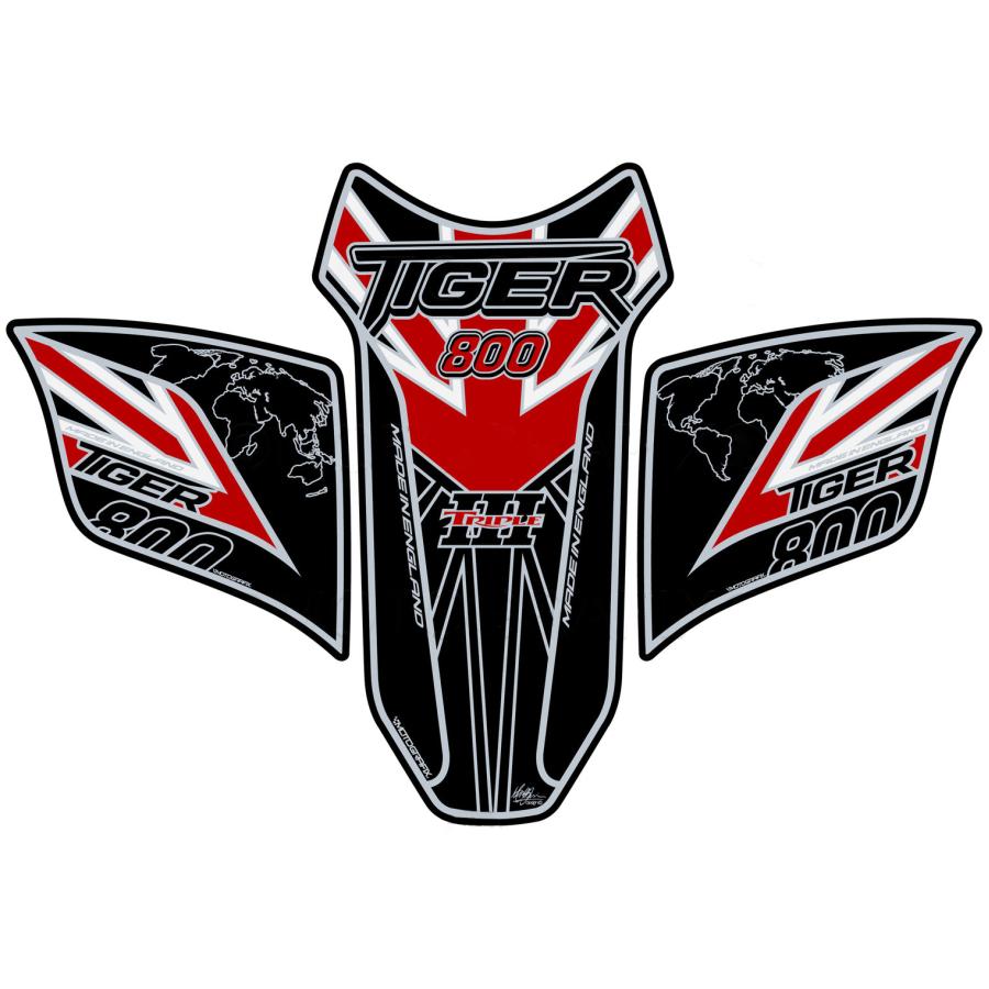 モトグラフィックス タンクパッド ブラック/レッド TRIUMPH Tiger800 10-17 MT-TT029KRUJ