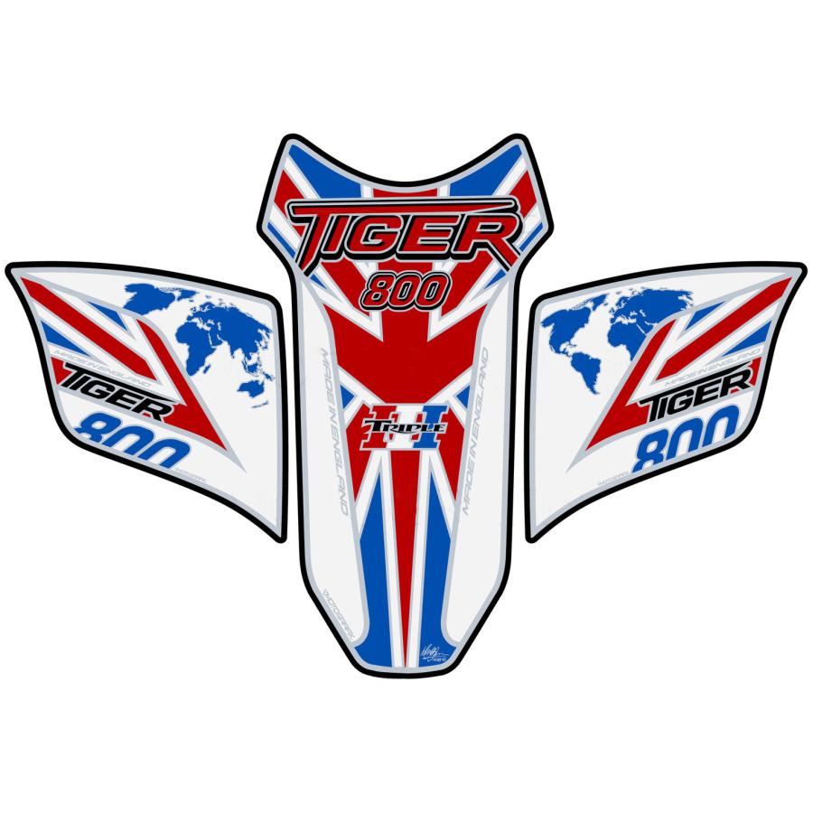 モトグラフィックス タンクパッド ホワイト/レッド TRIUMPH Tiger800 10-17 MT-TT029WUJ