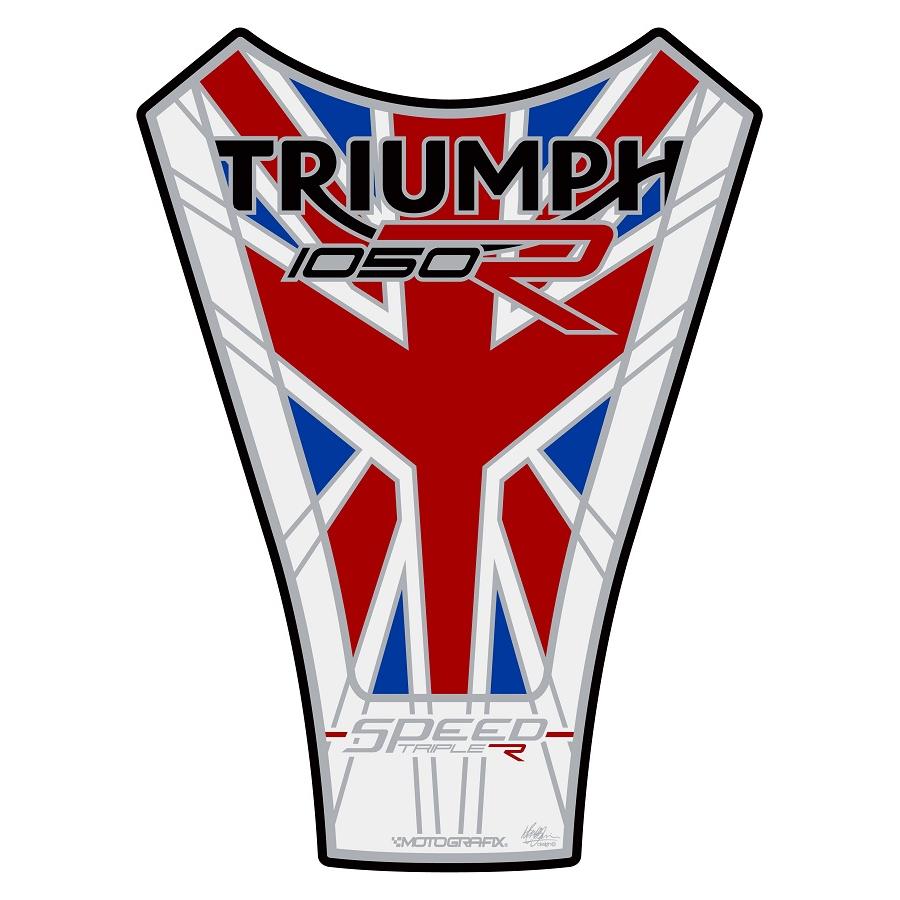 モトグラフィックス タンクパッド ホワイト/グレー TRIUMPH SPEED TRIPLE1050R MT-TT034UJW