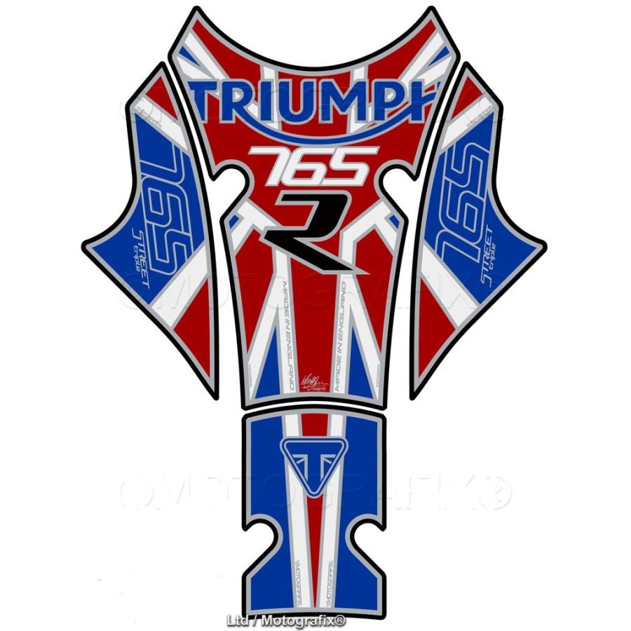 モトグラフィックス タンクパッド レッド/ホワイト/ブルー TRIUMPH STREET TRIPLE 765R MT-TT035UJ