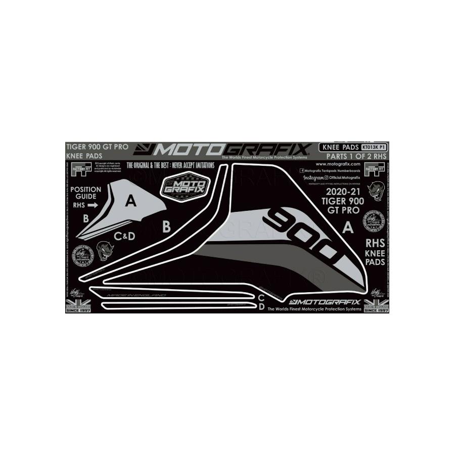 モトグラフィックス ボディパッド KNEE 右側 TRIUMPH Tiger900 GT Pro MT-KT013K-P1