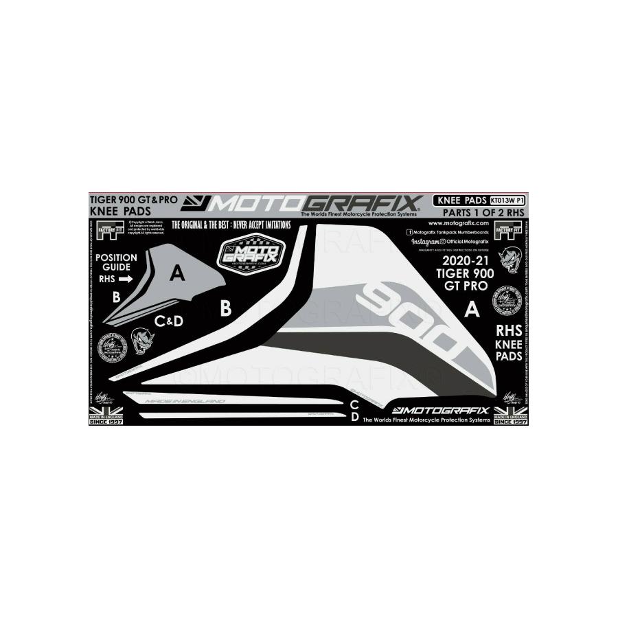 モトグラフィックス ボディパッド KNEE 右側 TRIUMPH Tiger900 GT Pro MT-KT013W-P1