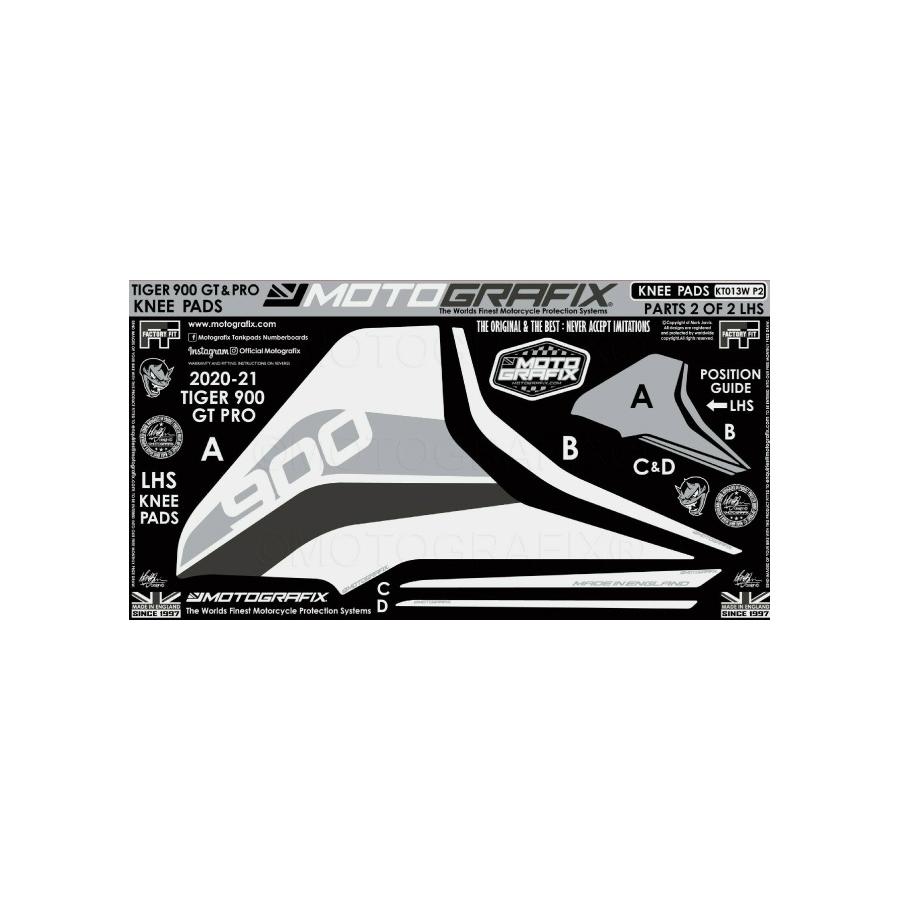 モトグラフィックス ボディパッド KNEE 左側 TRIUMPH Tiger900 GT Pro MT-KT013W-P2
