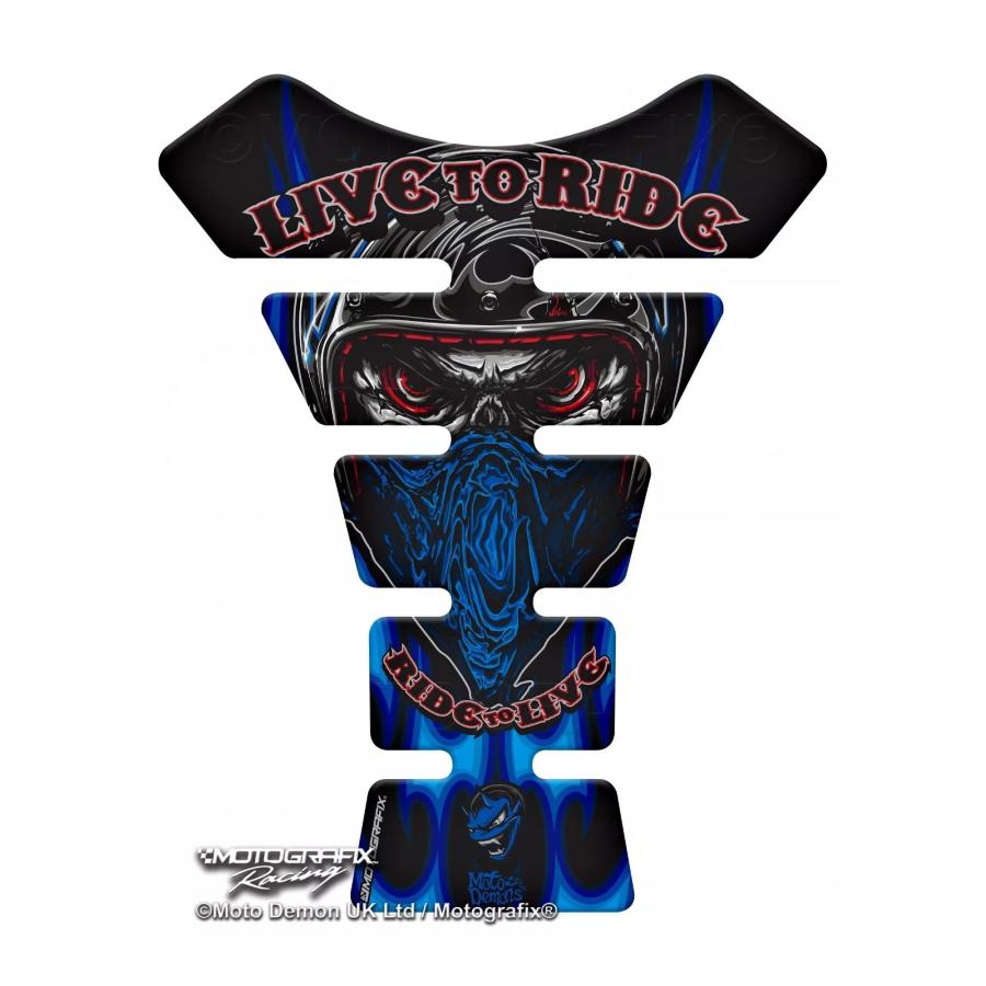 モトグラフィックス タンクパッド Street Designs ブルー with グレー, レッド, ブラック ＆ シルバー MT-MDT002B