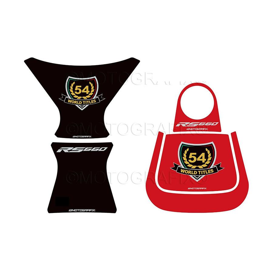 モトグラフィックス タンクパッド ブラック/ゴールド/ホワイト APRILIA RS660 MT-TA026KTR