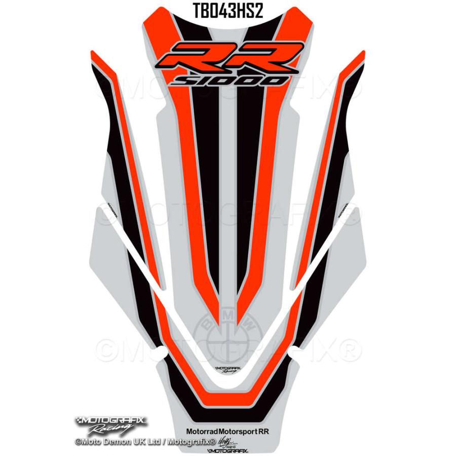 モトグラフィックス タンクパッド シルバー/ブラック/オレンジ BMW S1000RR MT-TB043HS2