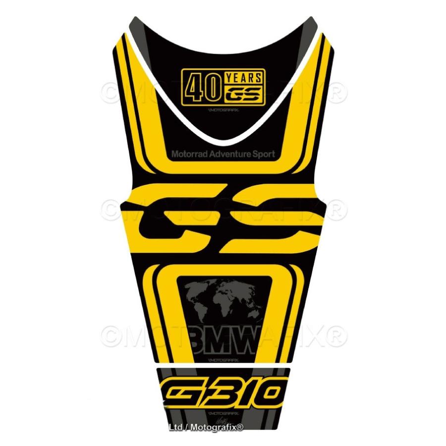 モトグラフィックス タンクパッド ブラック/グレー/イエロー BMW G310GS MT-TB046AN