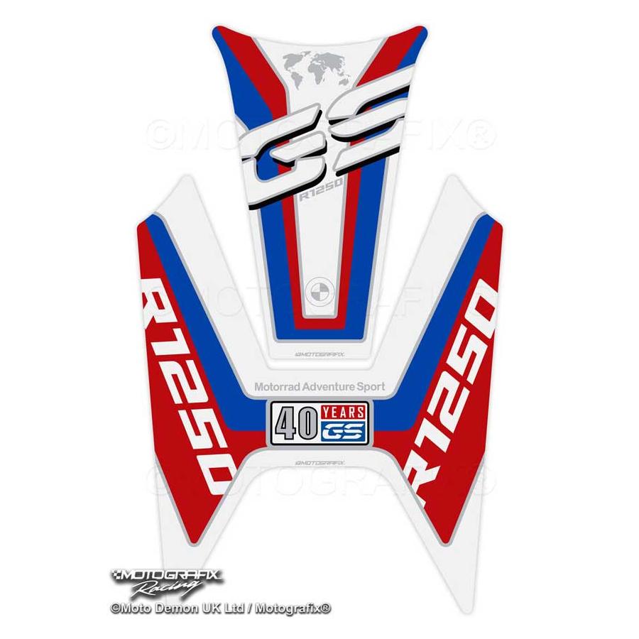 モトグラフィックス タンクパッド ホワイト/レッド/ブルー BMW R1250GS MT-TB052WRB