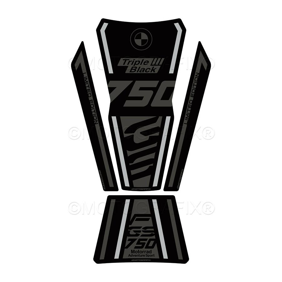 モトグラフィックス タンクパッド ブラック/グレー/シルバー BMW F750GS TE -Triple ブラック Edition MT-TB053TB