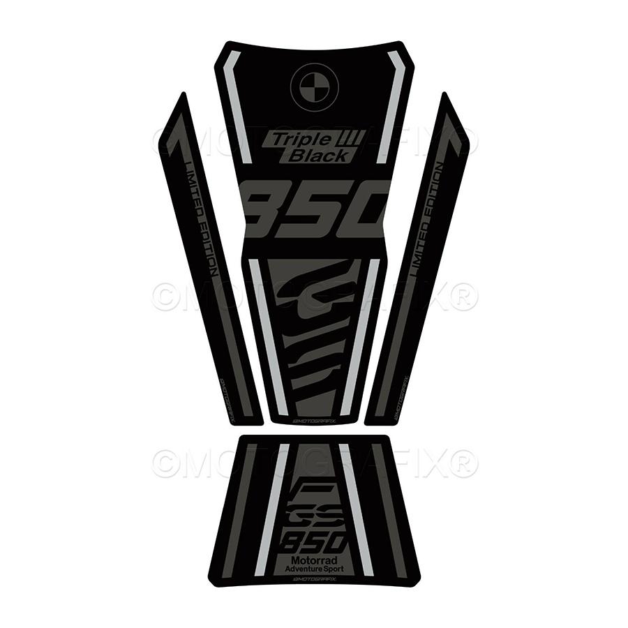 モトグラフィックス タンクパッド ブラック/グレー/シルバー BMW F850GS TE -Triple ブラック Edition MT-TB054TB