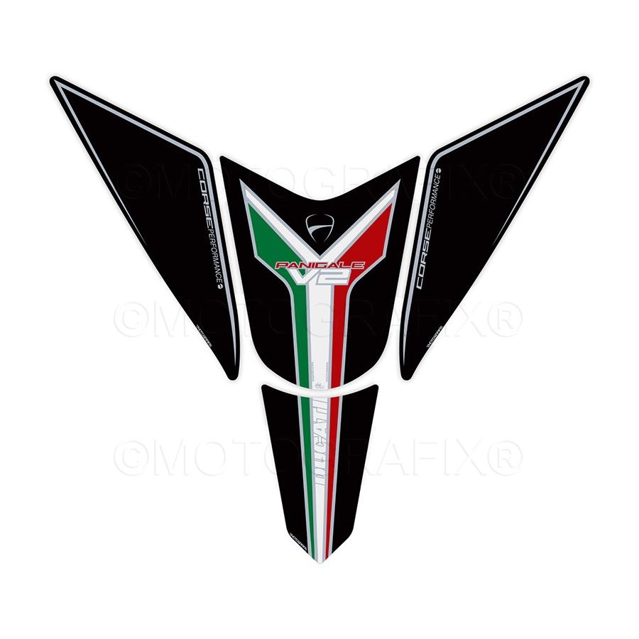モトグラフィックス タンクパッド ブラック/グリーン/レッド DUCATI Panigale 955 V2 MT-TD029KT