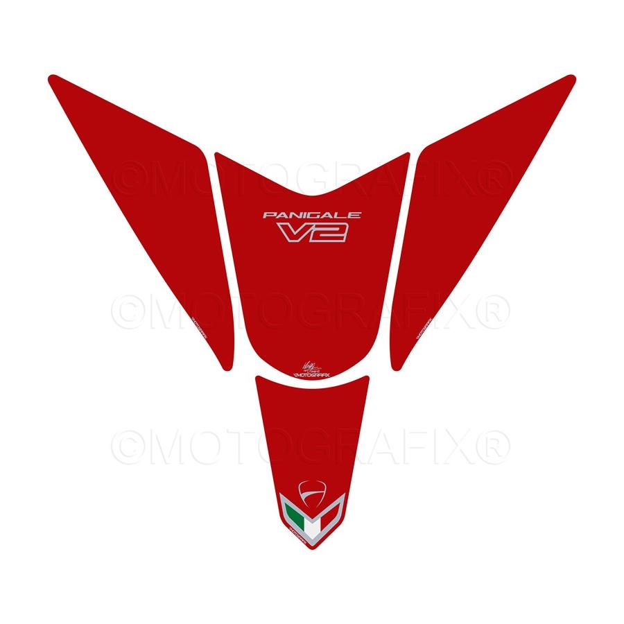 モトグラフィックス タンクパッド レッド/シルバー DUCATI Panigale 955 V2 MT-TD029R