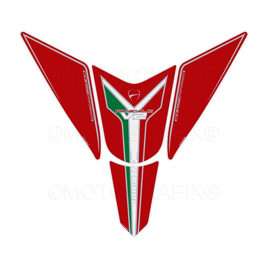 モトグラフィックス タンクパッド レッド/グリーン/ホワイト DUCATI Panigale 955 V2 MT-TD029RT