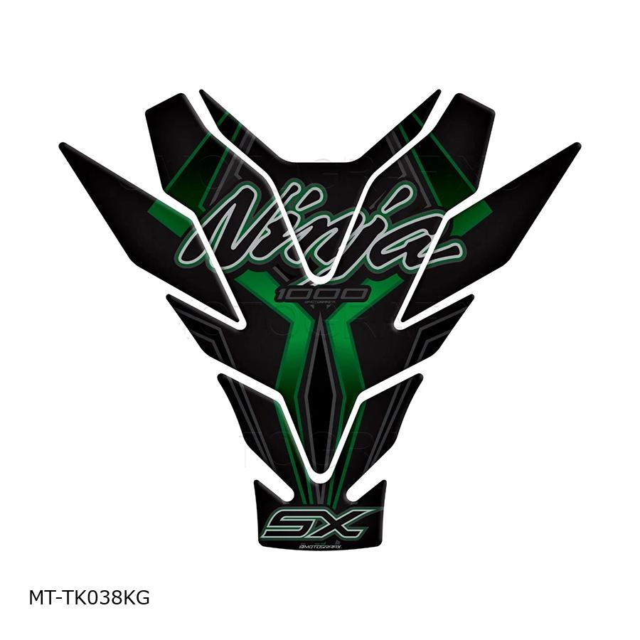 モトグラフィックス タンクパッドブラック with グレー, グリーン ＆ シルバー Ninja1000SX MT-TK038KG