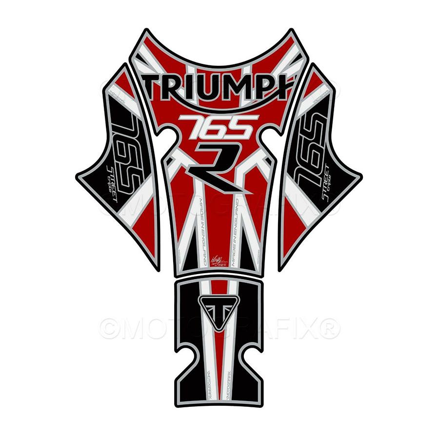 モトグラフィックス タンクパッド レッド/ホワイト/ブラック TRIUMPH STREET TRIPLE 765R MT-TT035KR