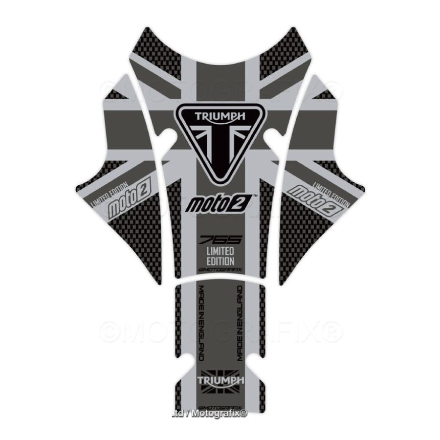 モトグラフィックス タンクパッド グレー/ブラック/シルバー TRIUMPH Daytona 765 Moto2 MT-TT039M2