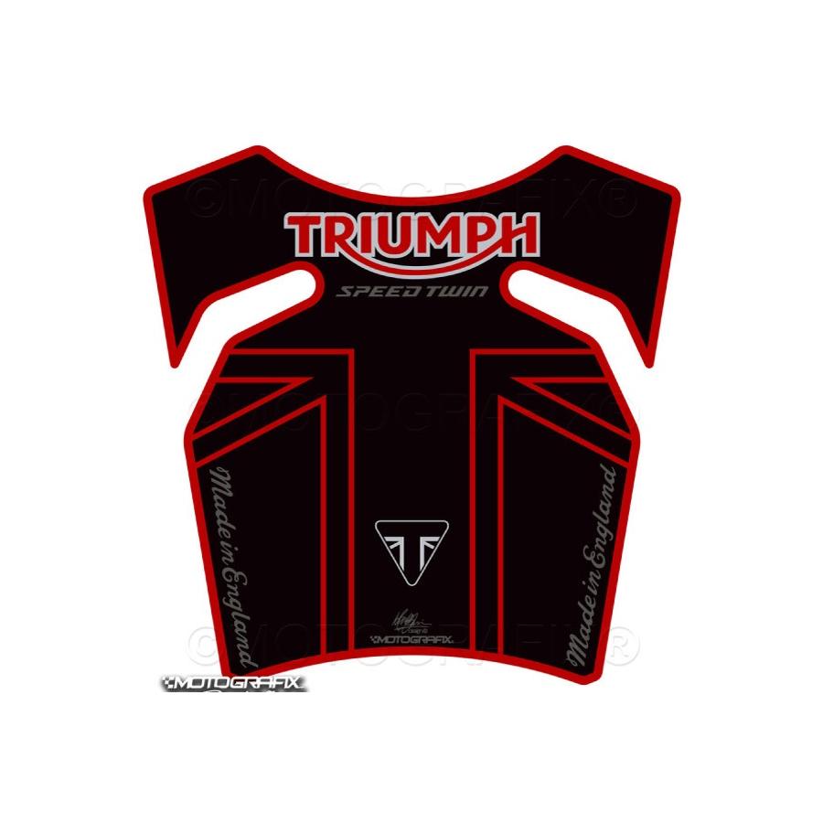 モトグラフィックス タンクパッド ブラック/グレー/レッド TRIUMPH Speed Twin1200 MT-TT040KR