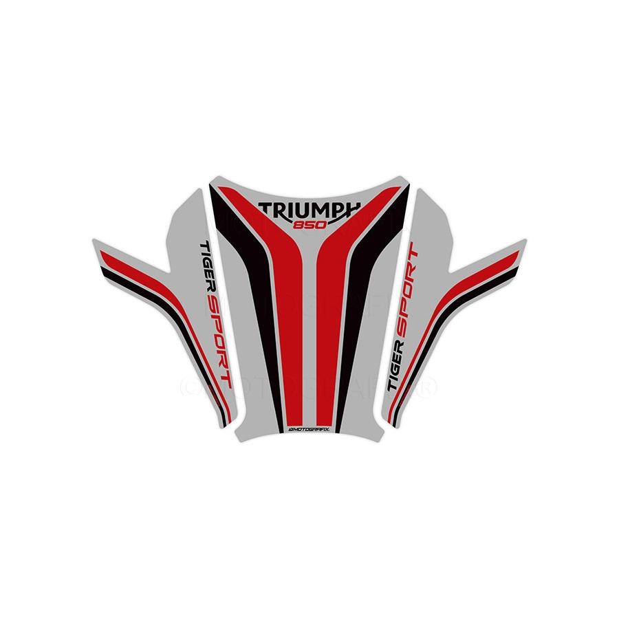 モトグラフィックス タンクパッド STEEL/ブラック/レッド TRIUMPH Tiger850 Sport MT-TT047SR