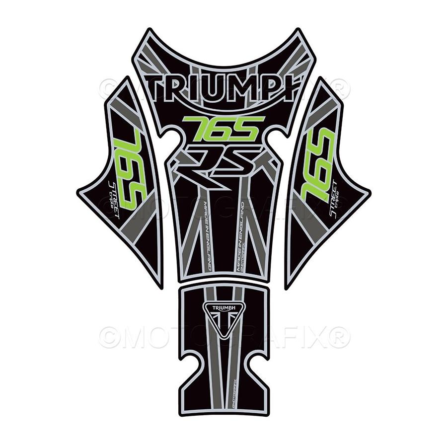 モトグラフィックス タンクパッド ブラック/グレー/グリーン TRIUMPH Street Triple 765RS MT-TT049KG